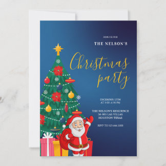 Festive Santa Christmas Party Invitation | Holiday Inbjudningar