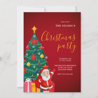 Festive Santa Christmas Party Invitation | Holiday Inbjudningar