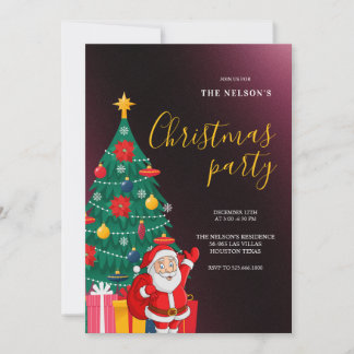 Festive Santa Christmas Party Invitation | Holiday Inbjudningar