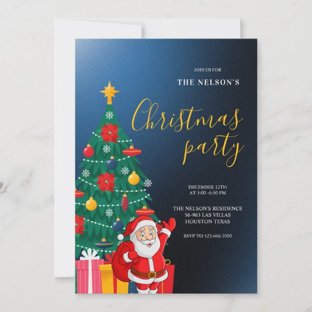 Festive Santa Christmas Party Invitation | Holiday Inbjudningar (Framsida)