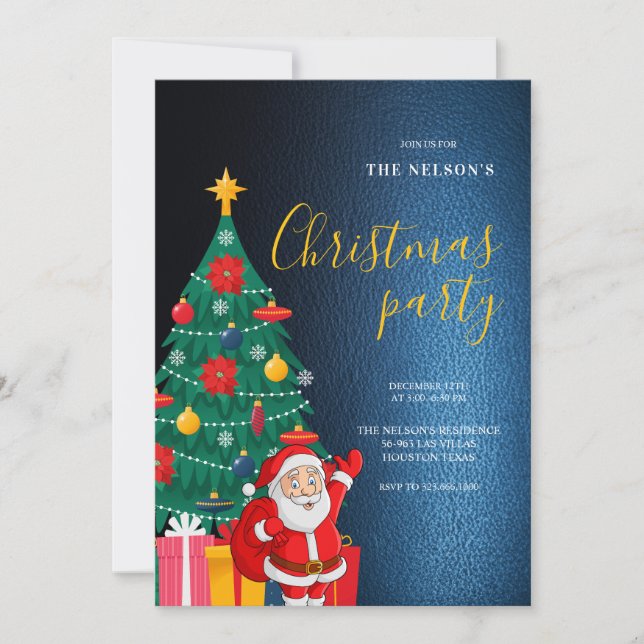 Festive Santa Christmas Party Invitation | Holiday Inbjudningar (Framsida)