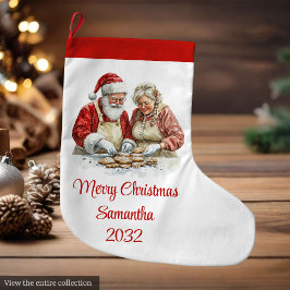 Festive Santa Claus Classic Red White Stocking Stor Julstrumpa