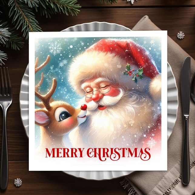 Festive Santa Claus Rudolph Holiday Napkins Dinner Pappersservett (Festive Santa Claus Rudolph Holiday Napkins Dinner Tableware

)