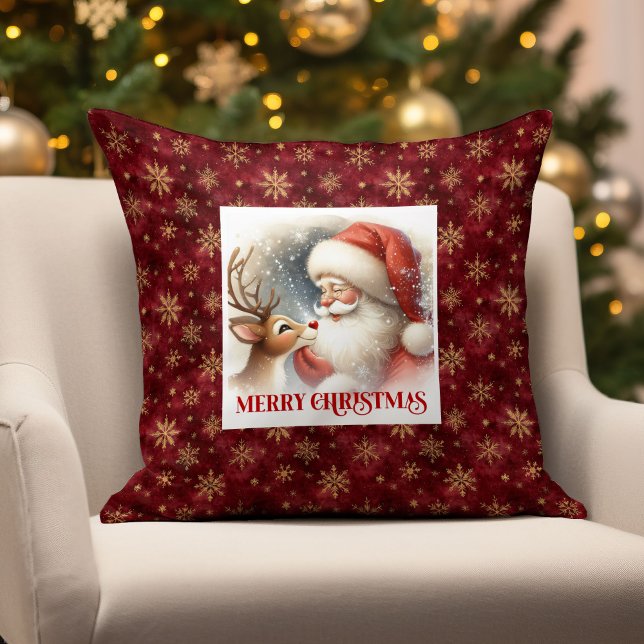 Festive Santa Claus Rudolph Holiday Pillow  Kudde (Festive Santa Claus Rudolph Holiday Pillow for Home

)