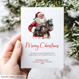 Festive Santa Claus Traditional Merry Christmas Julkort