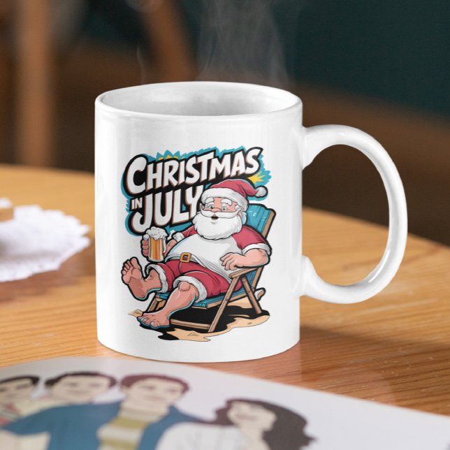 Festive Santa Enjoying Beer Break Kaffemugg (Skapare uppladdad)