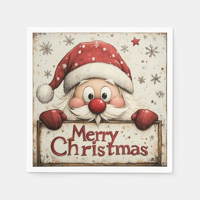 Festive Santa "God jul" Napkins Pappersservett (Framsidan)