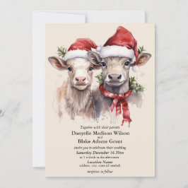 Festive Santa Hat Cow Calves Christmas Wedding  Inbjudningar