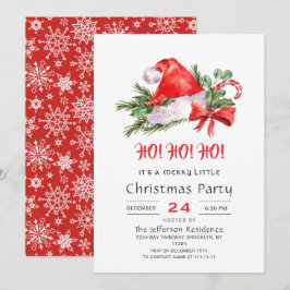 Festive Santa Hat God jul Little Party Inbjudningar