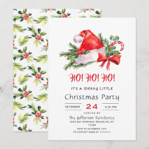 Festive Santa Hat God jul Little Party Inbjudningar
