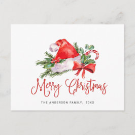 Festive Santa Hat jul Hälsning Helgdag Postc Vykort