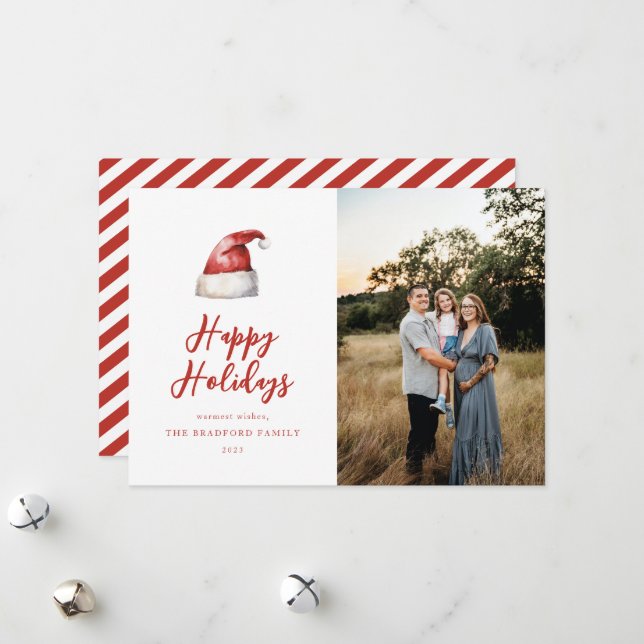 Festive Santa Hat Photo Julkort (Fram/Back In Situ)