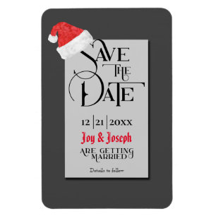 Festive Santa Hats, Grått/ Save Date Bröllop Magnet