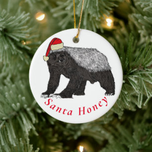 Festive Santa Honey badger Badass-juldjur Julgransprydnad Keramik