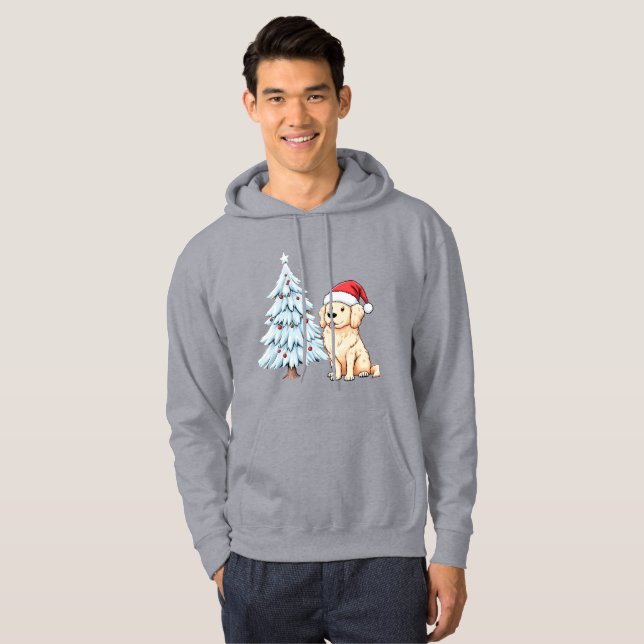Festive Santa Hund Hoodie - Mysigt jul (Hel framsida)