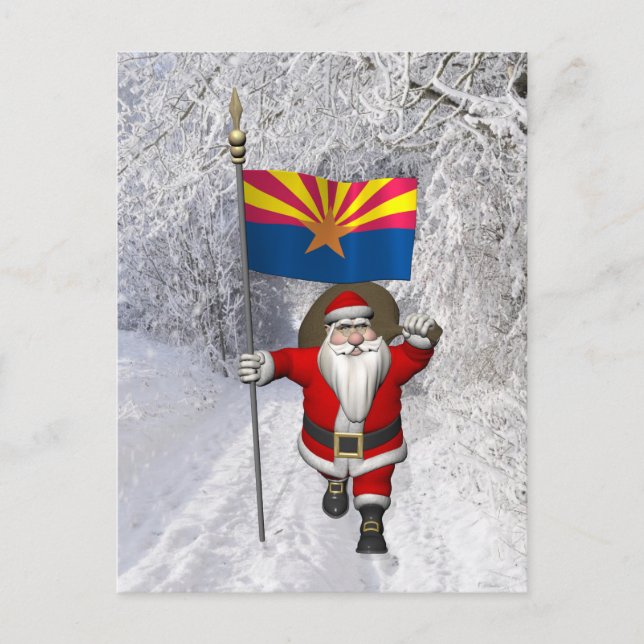 Festive Santa med Arizonas tecken Helg Vykort (Framsida)