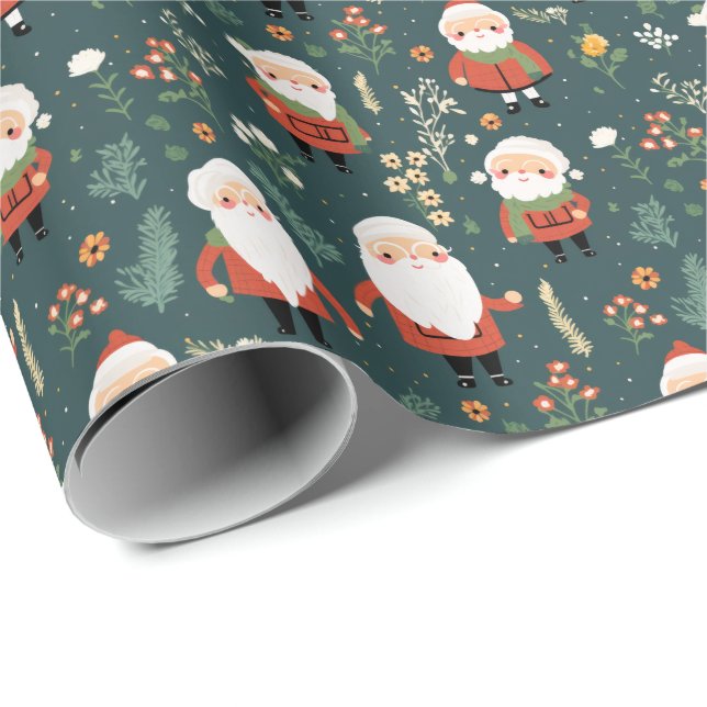 Festive Santa Mönster Presentpapper (Rullad Hörn)