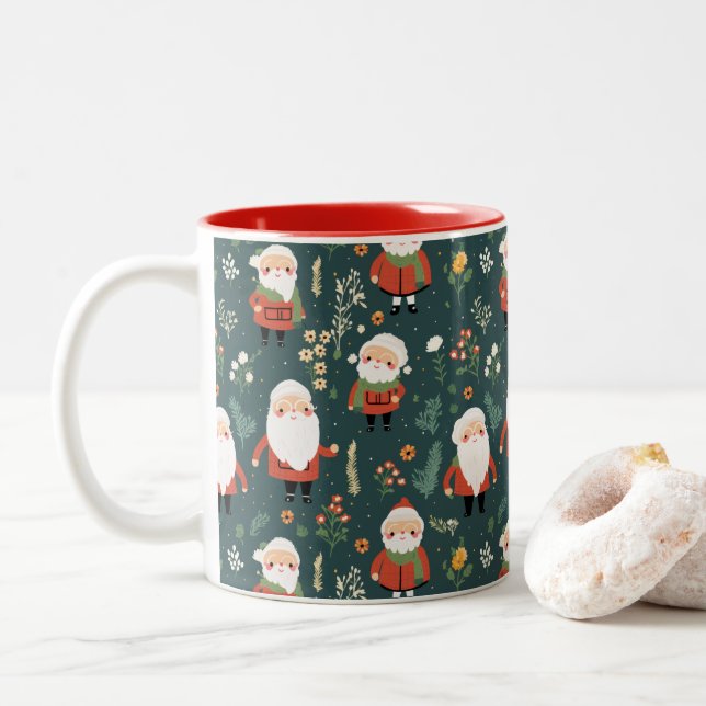 Festive Santa Mönster Två-Tonad Mugg (Med munk)