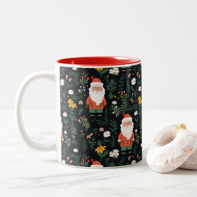 Festive Santa Mönster Två-Tonad Mugg (Med munk)