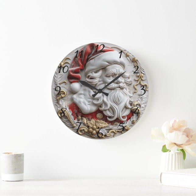 Festive Santa ornamet fångar helgdag glädje Stor Klocka (Hem)