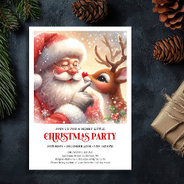 Festive Santa Rudolph Christmas Celebration Invite Inbjudningar