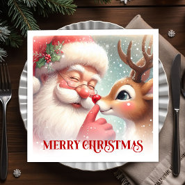 Festive Santa Rudolph Christmas Napkins Holiday Pappersservett