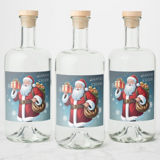 Festive Santa’s Cheers Merry Christmas Holiday Spritflaskor Etikett (Flaskor)