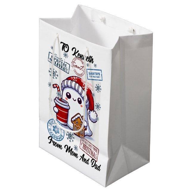 Festive Santa Sack With Holiday Stickers (Framsidan Vinklad)