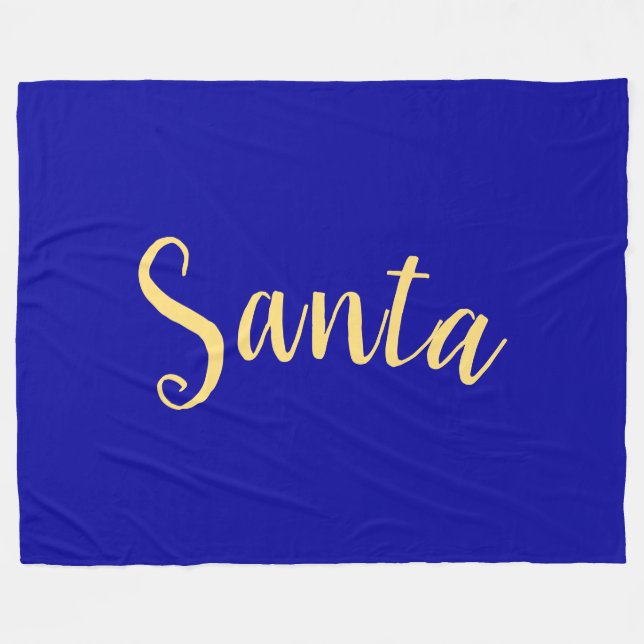 Festive "Santa"-skript, djupa Royalet Blue Backgro Fleecefilt (Framsidan (Horisontell))