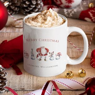 Festive Santa snögubbars vattenfärgschristmas Kaffemugg