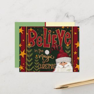 Festive Santa Stars Believe Inspirivity  Vykort