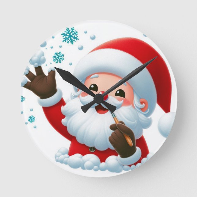Festive Santa Wall Clock Rund Klocka (Framsida)