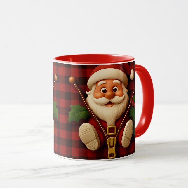 Festive Santa Zipper | Plaid Christmas Drinkware Mugg (Framsida höger)
