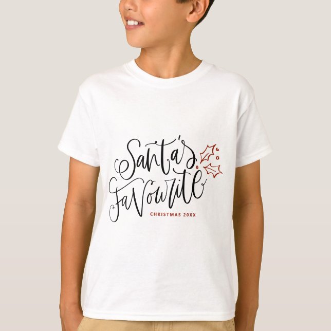 Festive Santa's Favorite Lettering jul T Shirt (Framsida)