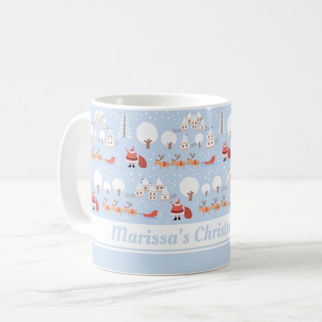 Festive Santa's jul Village and Roligt Reindeer Kaffemugg (Framsida vänster)