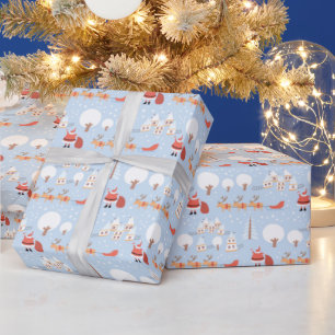 Festive Santa's jul Village and Roligt Reindeer Presentpapper