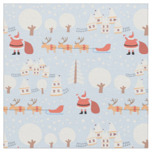 Festive Santa's jul Village and Roligt Reindeer Tyg