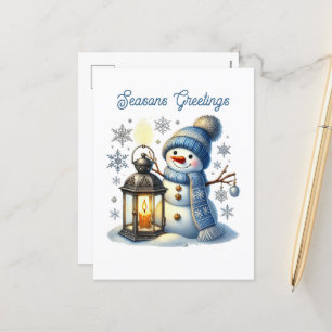 Festive Säsonhälsningar snögubbe Helg Vykort