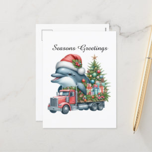 Festive Säsonhälsningars delphin Helg Vykort