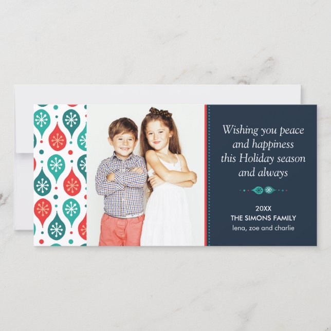 Festive Scandinavian Folk Art Helgdag Photo Kort (Framsida)