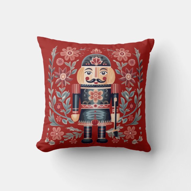 Festive Scandinavian Folk Art Soldier jul Kudde (Framsida)