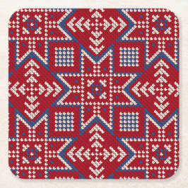 Festive Scandinavian Sweater Mönster Underlägg Papper Kvadrat