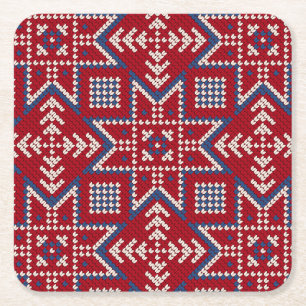 Festive Scandinavian Sweater Mönster Underlägg Papper Kvadrat