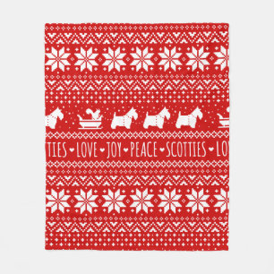 Festive Scottie Hundar jul Scottish Terriers Fleecefilt
