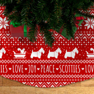 Festive Scottie Hundar jul   Scottish Terriers Julgransmatta Borstad Polyester