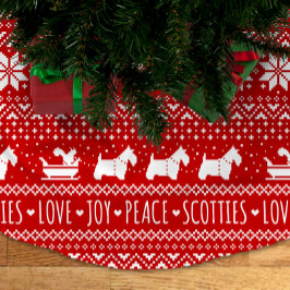 Festive Scottie Hundar jul | Scottish Terriers Julgransmatta Borstad Polyester