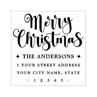 Festive script Merry Christmas return address Stämpel