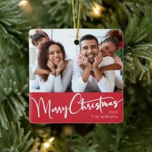 Festive Script   Röda God jul Julgransprydnad Keramik