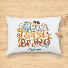 Festive Script - tacksam, välsignad höst Prydnadskudde