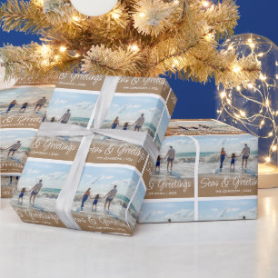 Festive Seas & Hälsning Family Photo jul Presentpapper